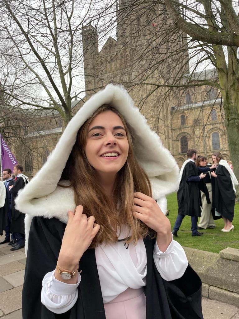 Sophie at her graduation from Durham University