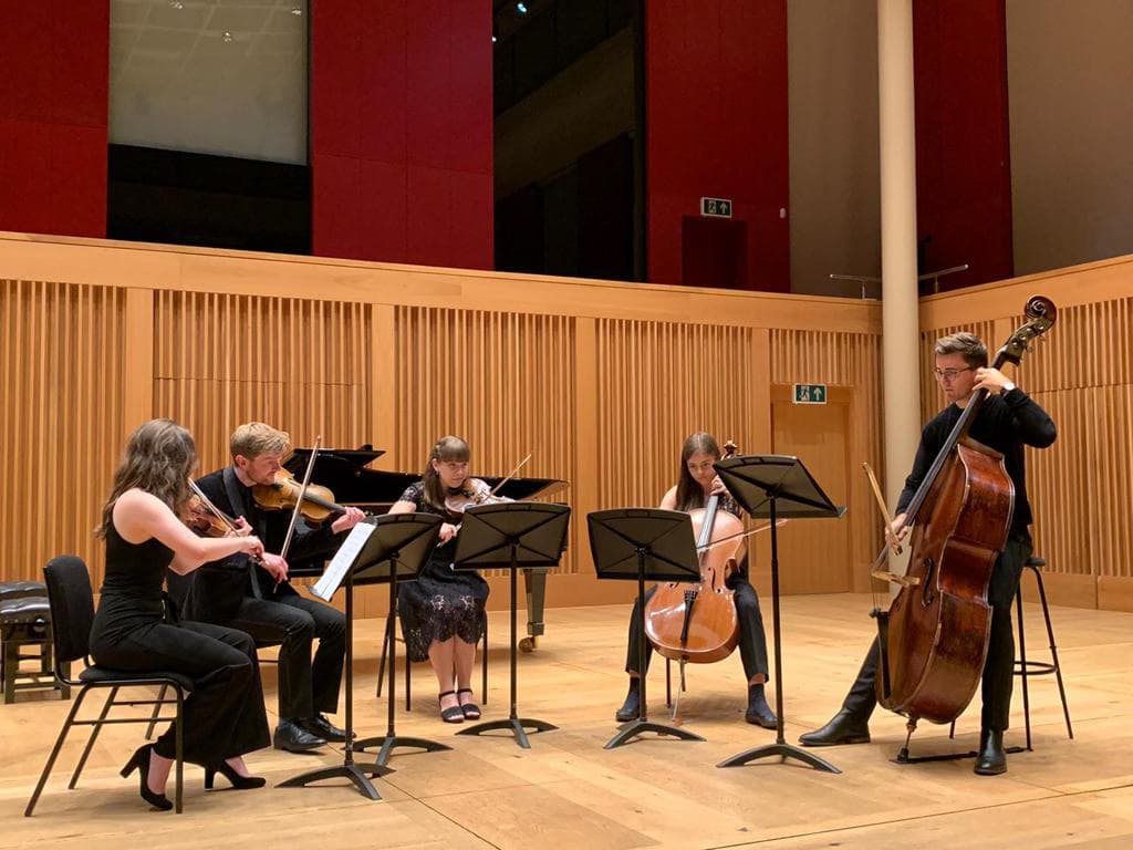 Sophie playing with the quintet from Wells Cathedral school